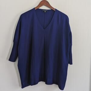 Women's Eileen Fisher Royal Blue Vneck Cocoon Sweater XS